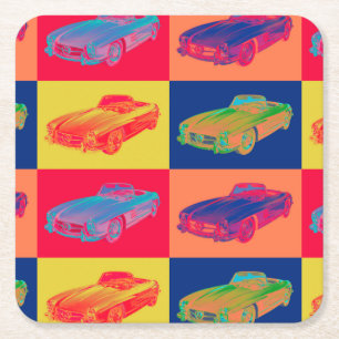 Mercedes Benz 300 SL Convertible Pop Art Rechteckiger Pappuntersetzer