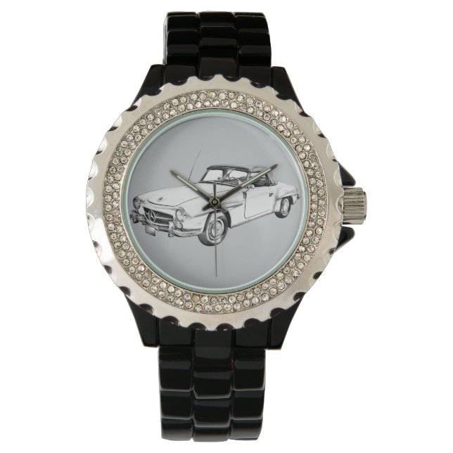 Mercedes Benz 300 sl Illustration Armbanduhr (Vorderseite)