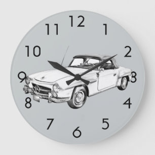 Mercedes Benz 300 sl Oldtimer-Illustration Große Wanduhr