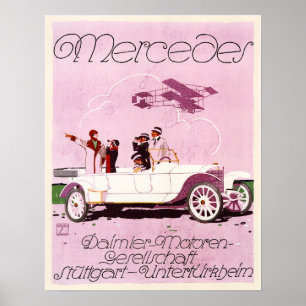 Mercedes Daimler Motor 1914 Ancienne affiche publi