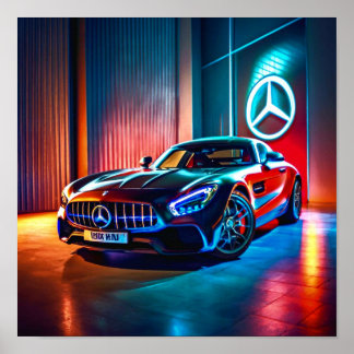 Mercedes rayonnantes : brillance du logo | Poster
