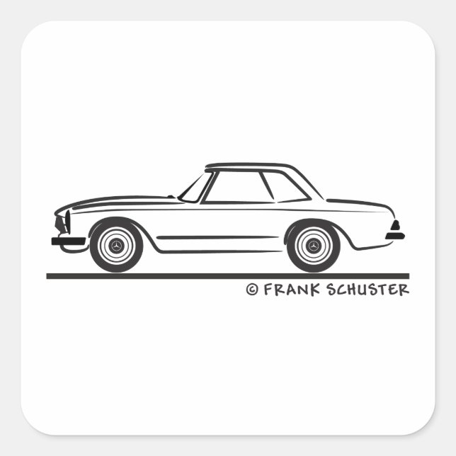Mercedes SL Pagoda Hardtop Quadratischer Aufkleber (Vorderseite)