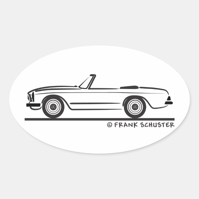 Mercedes SL Pagode Pagoda Kabrio Ovaler Aufkleber (Vorderseite)