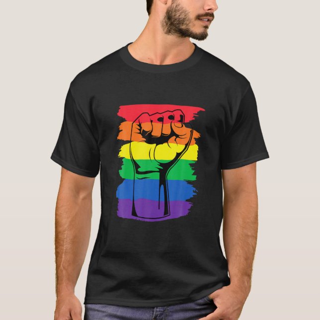 Merch LGBT Rainbow Fist LGBTQ Gay Prid T-Shirt (Vorderseite)