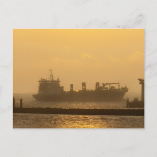 Merchant ship on the North Sea near Cuxhaven Postkarte