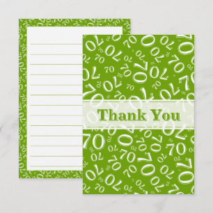 Merci 70 Anniversaire Motif Numéro Vert/Blanc
