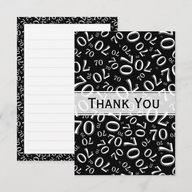 Merci 70e anniversaire Numéro Motif noir/blanc (Devant / Derrière)