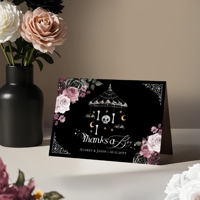 Merci à Boo Gothic Skeleton Mobile Baby shower (Thanks a Boo Gothic Skeleton Mobile Baby Shower Thank You Card)