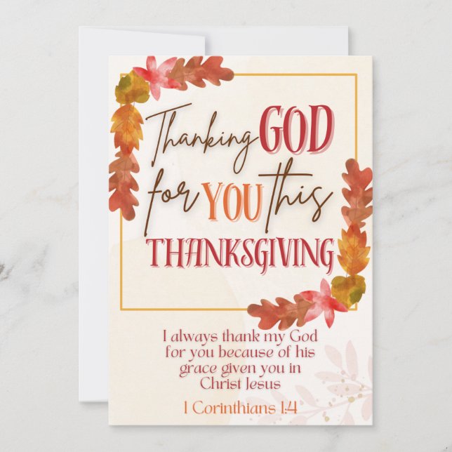 Merci à Dieu pour vous Carte de voeux de Thanksgiv (Devant)
