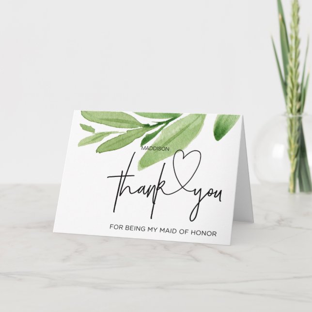 Merci à ma femme d'honneur Carte cadeau de mariée (Devant)