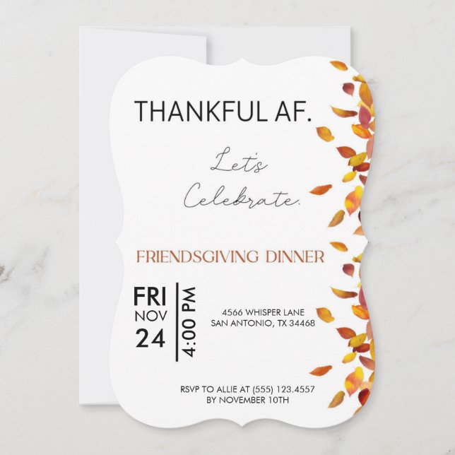 Merci AF Friendsgiving Editable Invitation (Devant)