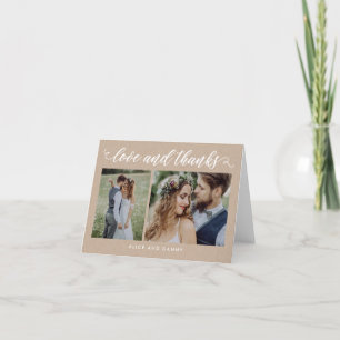 Merci Amour Mariage Carte de remerciements Kraft