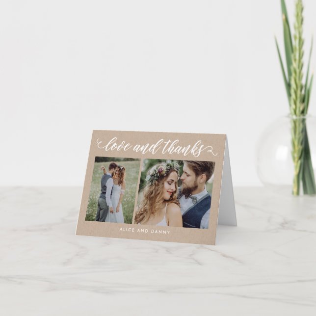 Merci Amour Mariage Carte de remerciements Kraft (Devant)