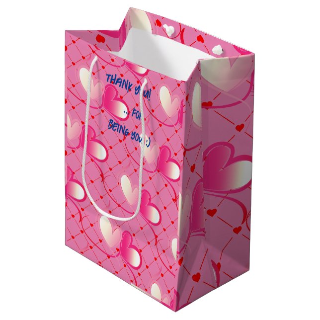 Merci - Amour - Sac cadeau moyen pour la Saint Val (Devant Angle)