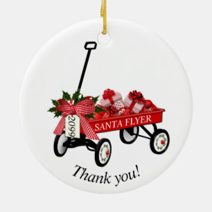 "Merci !" Année Red Wagon Noël Ornement