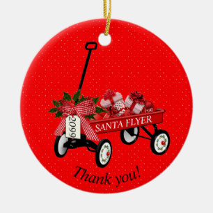 "Merci !" Année Red Wagon Noël Ornement