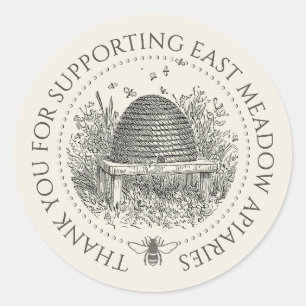 Merci Apiary personnalisé Étiquette Skep avec abei