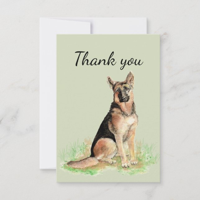 Merci Aquarelle Allemande Berger chien animal (Devant)