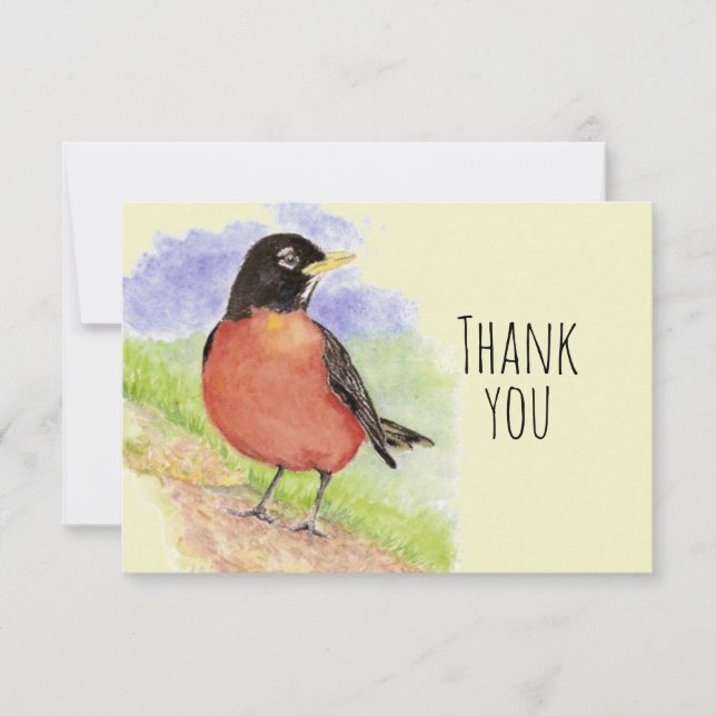 Merci Aquarelle American Robin Bird Nature (Devant)