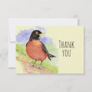 Merci Aquarelle American Robin Bird Nature