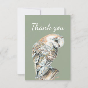 Merci Aquarelle Barne Chouette Oiseau Nature Art