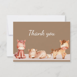 Merci Aquarelle Chevaux Ferme Animaux