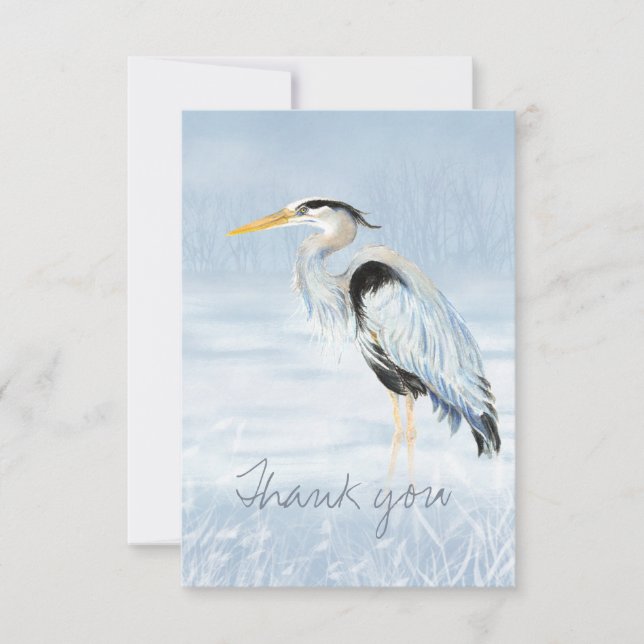 Merci Aquarelle Grand Héron Bleu Nature (Devant)