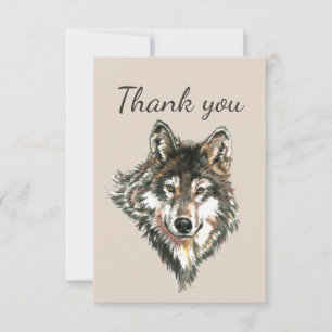 Merci Aquarelle Gris Gris Loup Loup Animal Art