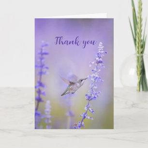 Merci Aquarelle Hummingbird Lavender Flower Art