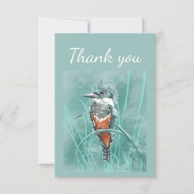 Merci Aquarelle Kingfisher Oiseau Nature Art (Devant)