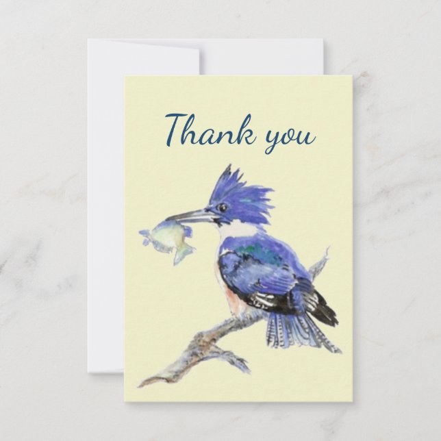 Merci Aquarelle Kingfisher Oiseau Nature Art (Devant)