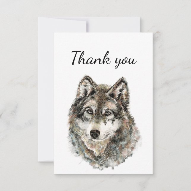 Merci Aquarelle Loup Loups Animal Nature art (Devant)