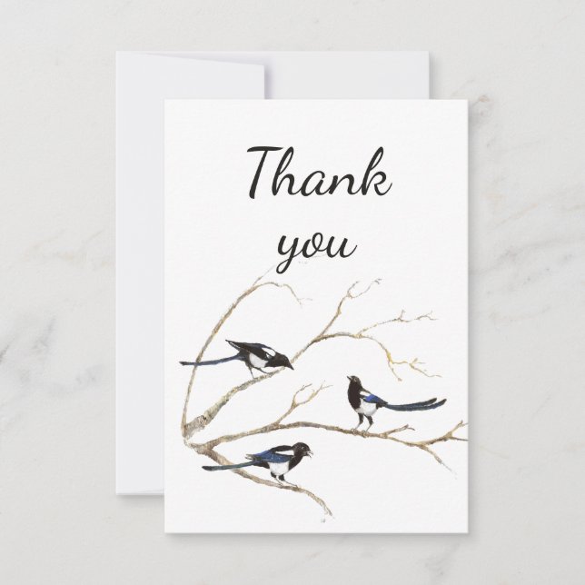 Merci Aquarelle Magpie Jardin Oiseau Animal (Devant)