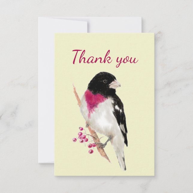 Merci Aquarelle Rose Grosbeak Breast Bird (Devant)