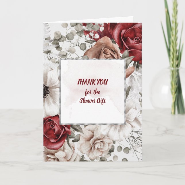 Merci aquarelle rouge et Roses tan (Devant)