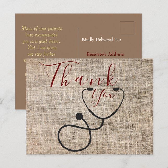 Merci au médecin Carte postale (Devant / Derrière)