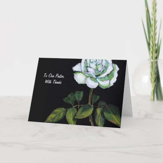 Merci au pasteur : Une rose blanche sur fond noir (Devant)