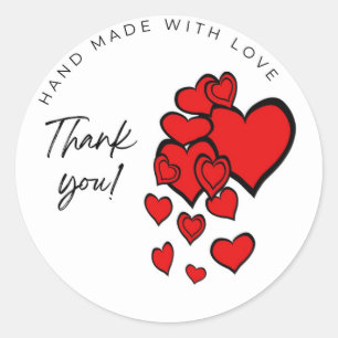 Merci autocollant fait avec amour cœur éclaté Aut