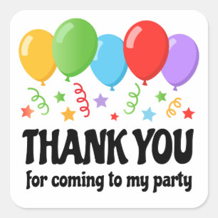 Merci autocollant fête d'anniversaire avec ballons