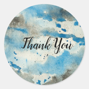 Merci autocollants couleur eau bleue