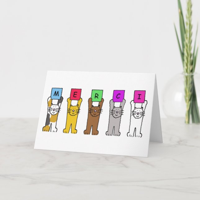 Merci aux chats-caricatures en français de dire Me (Devant)