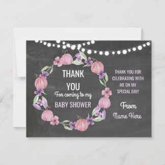 Merci Baby shower Fille Cartes Citrouille rose