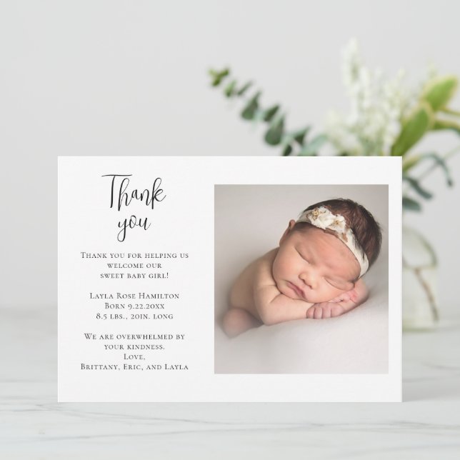 Merci Baby shower photo manuscrite (Debout devant)