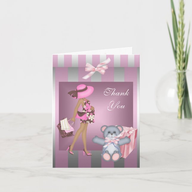 Merci Baby shower Plutôt rose Argent Bande (Devant)