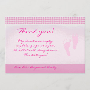 Merci Baby shower rose pour bébé pieds