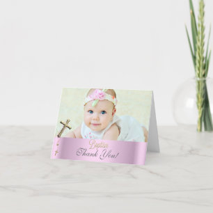 Merci Baptême Croix rose Dentelle fille 2