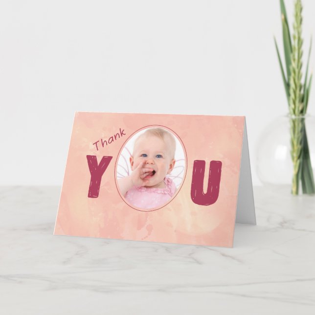 Merci Baptême Gift Pink, Carte de Personnaliser ph (Devant)
