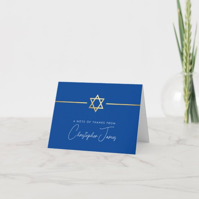 MERCI bar mitzvah or moderne étoile bleu royal (Devant)