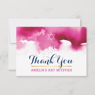 Merci BAT MITZVAH élégant étoile rose aquarelle