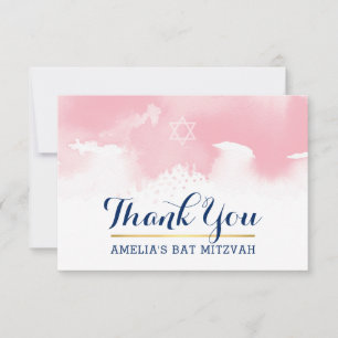 MERCI BAT MITZVAH étoile moderne PINK aquarelle